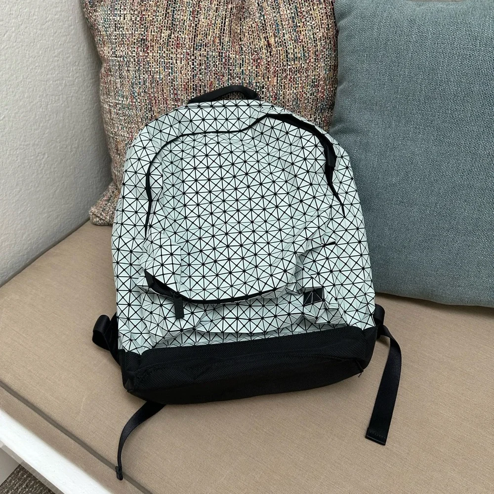 Geometric Patterned Black and White Backpack - Picture 2 of 15